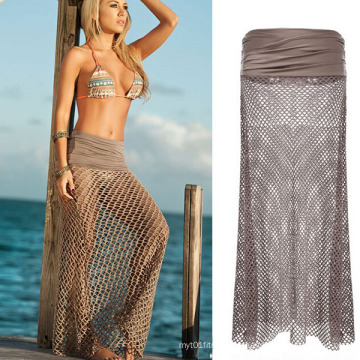 Mulheres Sarong malha Croche Swimwear Hollow Cover Up Beach Dress